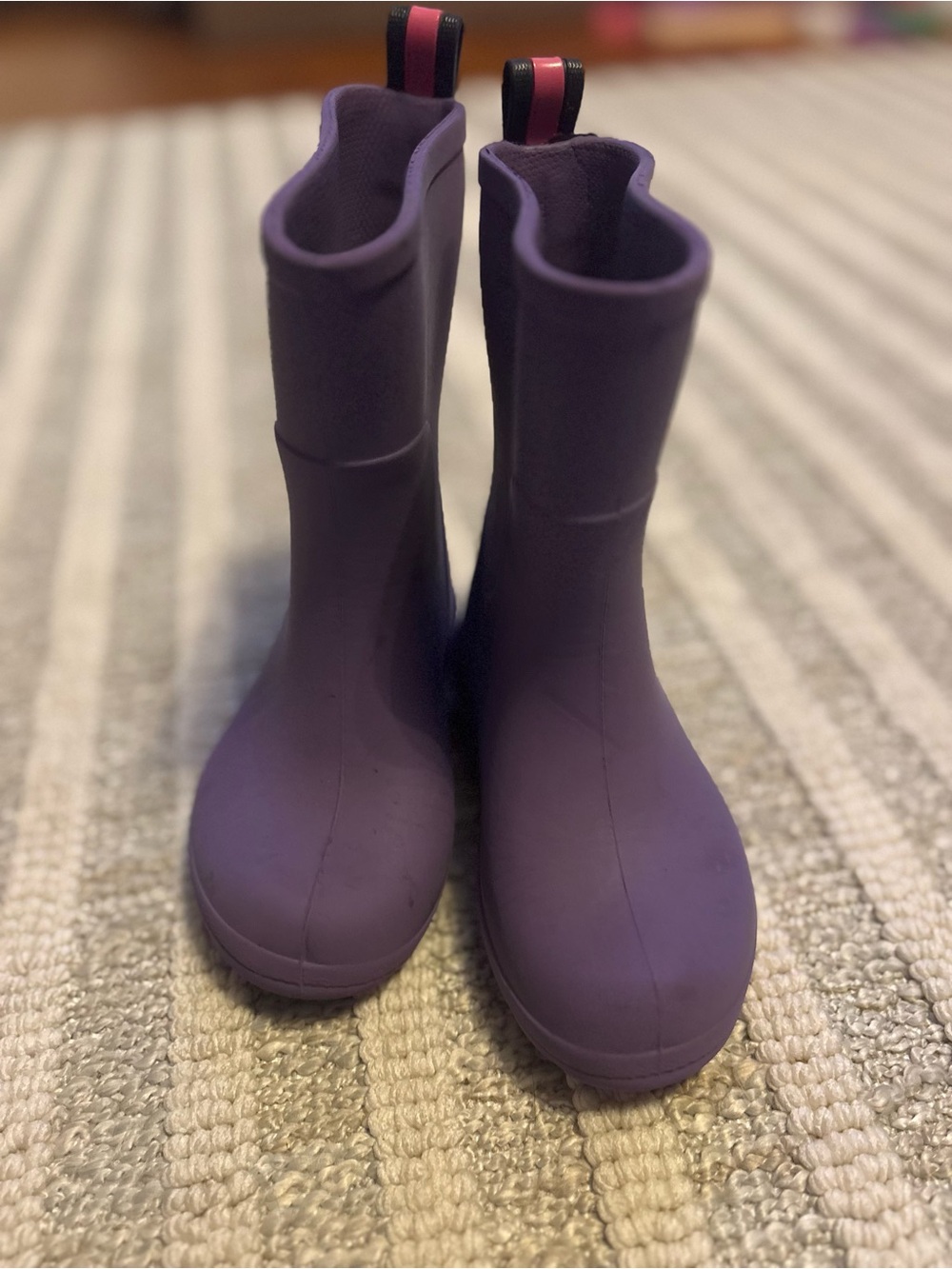 totes Kids Waterproof Purple Rain Boots with Easy Pull Tabs